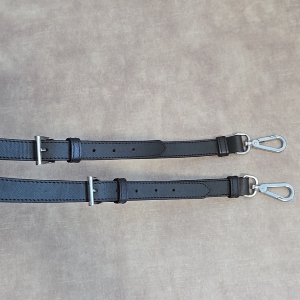 Prada Dark Brown Saffiano Leather Adjustable Bag Strap with Silver Hardware - Picture 4 of 10